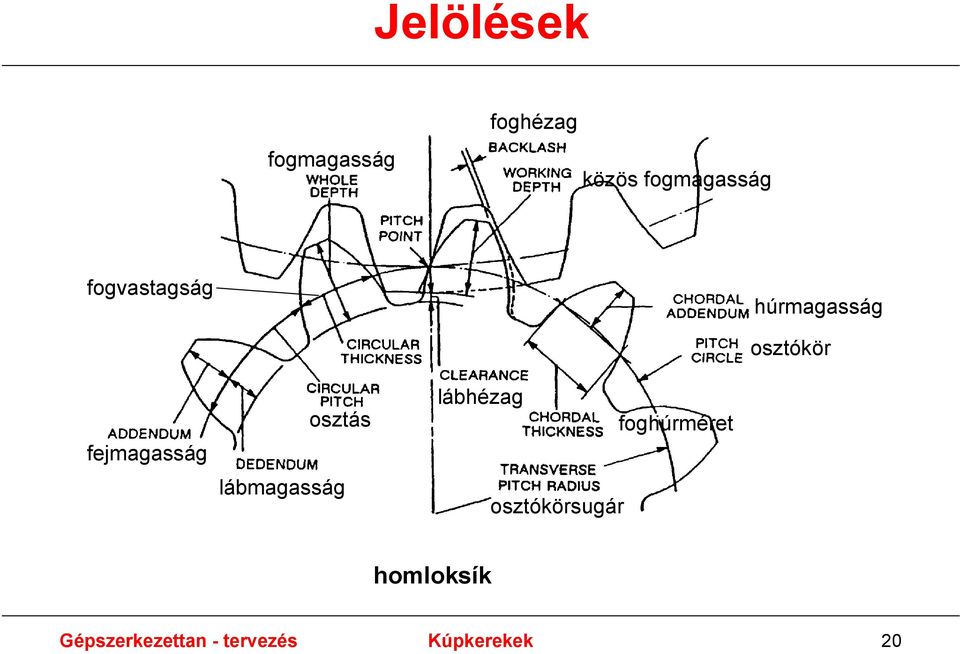 osztás lábmagasság lábhézag osztókörsugár