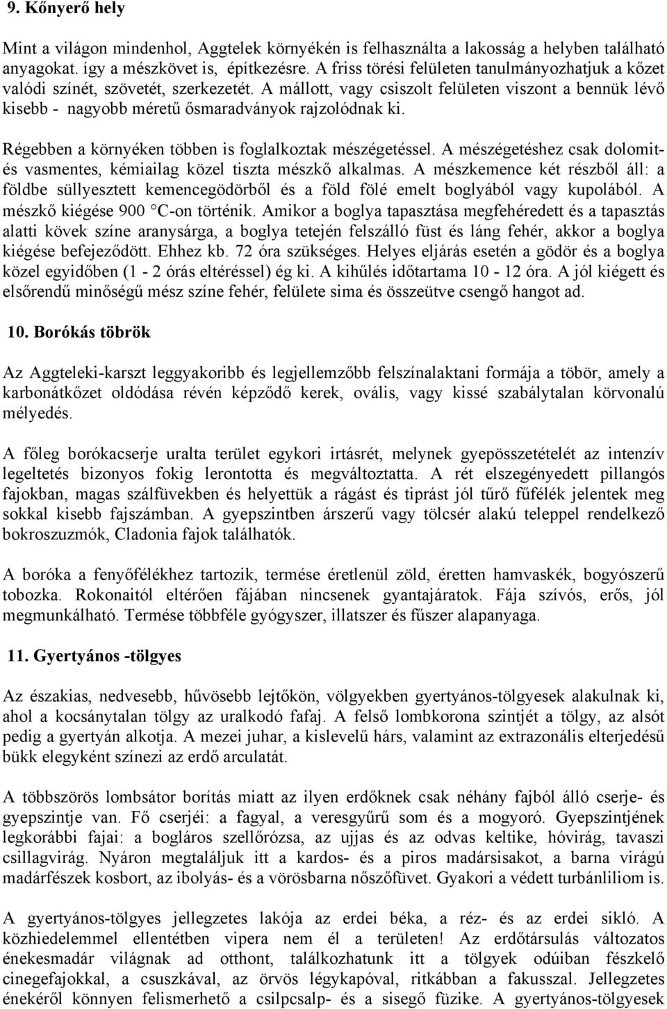 Régebben a környéken többen is foglalkoztak mészégetéssel. A mészégetéshez csak dolomités vasmentes, kémiailag közel tiszta mészkő alkalmas.