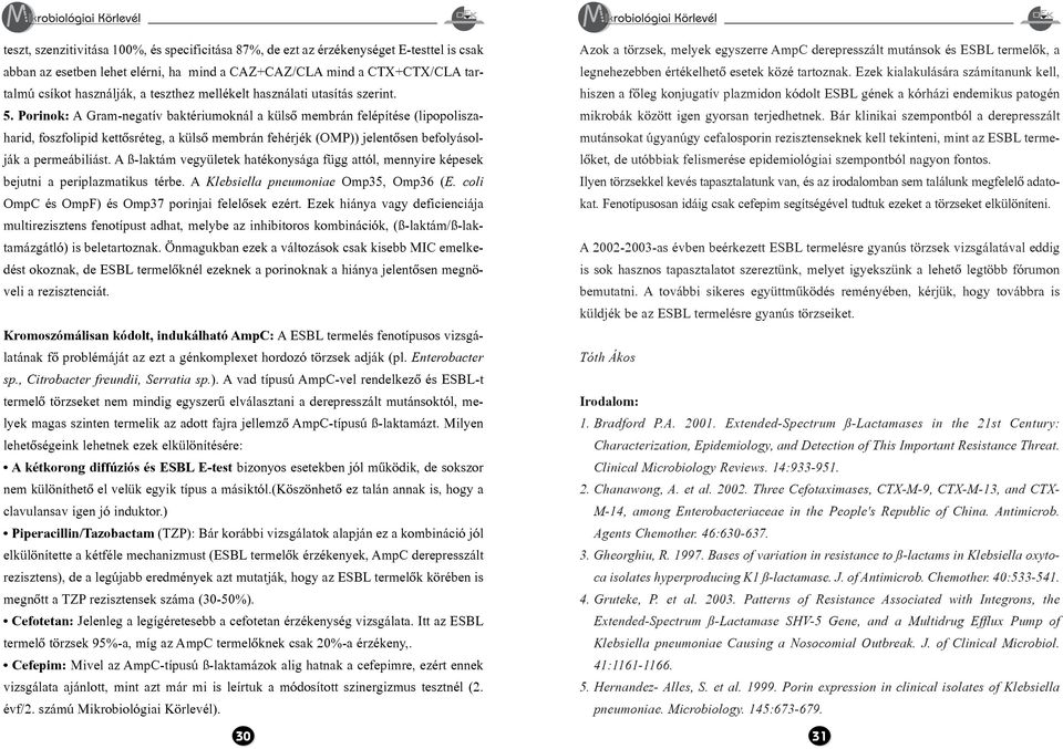 Porinok: A Gram-negatív baktériumoknál a külsõ membrán felépítése (lipopoliszaharid, foszfolipid kettõsréteg, a külsõ membrán fehérjék (OMP)) jelentõsen befolyásolják a permeábiliást.