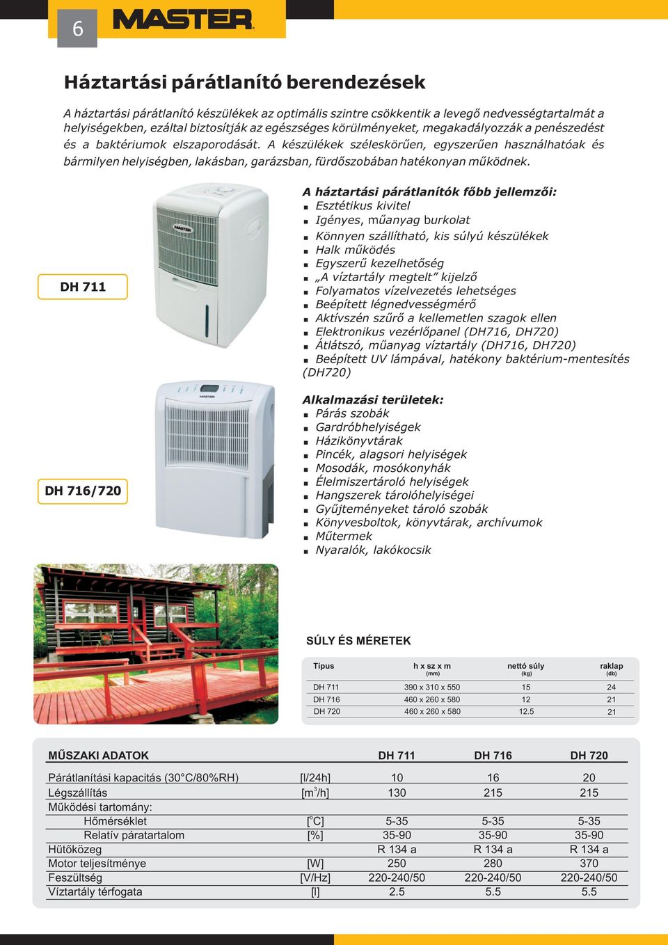 DH 711 DH 716/720 A háztartási párátlanítók főbb jellemzői: <Esztétikus kivitel <Igényes, műanyag burklat <Könnyen szállítható, kis súlyú készülékek <Halk működés <Egyszerű kezelhetőség < A