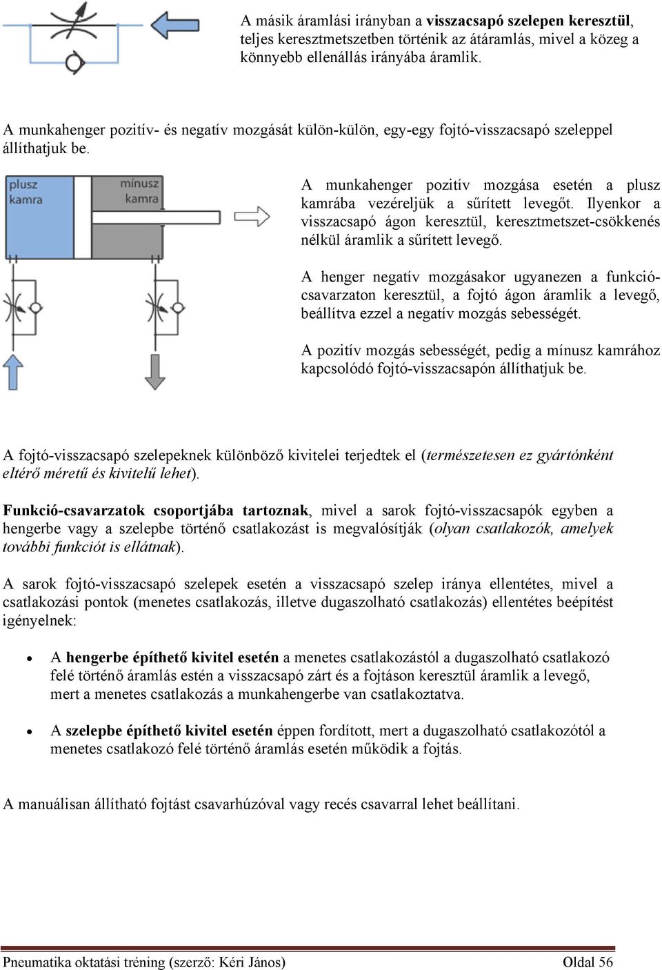 Ilyenkor a visszacsapó ágon keresztül, keresztmetszet-csökkenés nélkül áramlik a sűrített levegő.