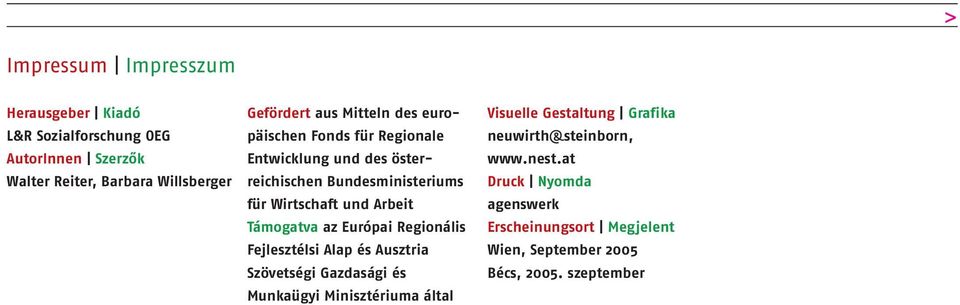 Támogatva az Európai Regionális Fejlesztélsi Alap és Ausztria Szövetségi Gazdasági és Munkaügyi Minisztériuma által Visuelle