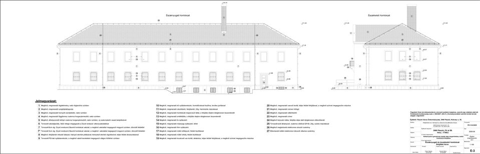 horganylemezből, natúr színben, új csatornatartó vasak beépítésével Tervezett vakolatjavítás, felső rétege megegyezik a Dryvit rendszer vékonyvakolatátval Tervezett cm vtg.