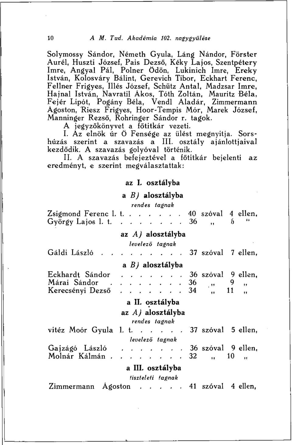 Bálint, Gerevich Tibor, Eckhart Ferenc, Fellner Frigyes, Illés József, Schütz Antal, Madzsar Imre, Hajnal István, Navratil Ákos, Tóth Zoltán, Mauritz Béla, Fejér Lipót, Pogány Béla, Vendl Aladár,