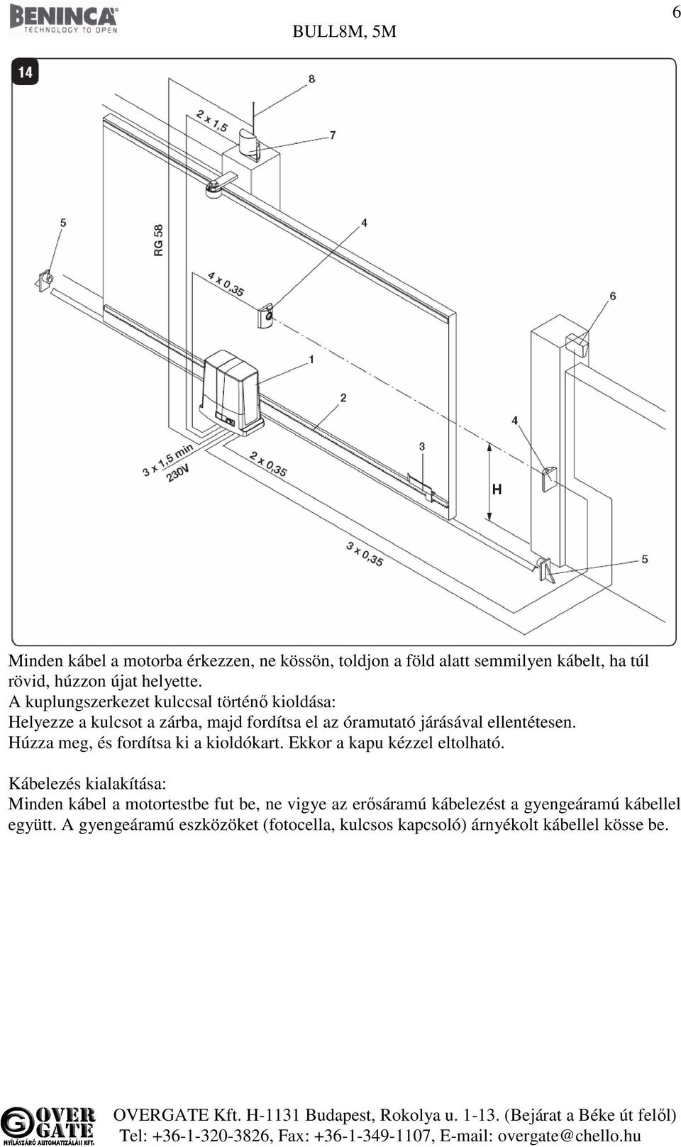 Húzza meg, és fordítsa ki a kioldókart. Ekkor a kapu kézzel eltolható.