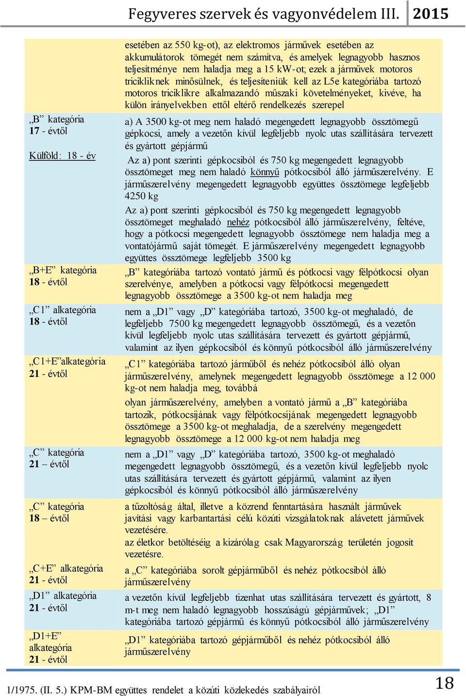 2015 esetében az 550 kg-ot), az elektromos járművek esetében az akkumulátorok tömegét nem számítva, és amelyek legnagyobb hasznos teljesítménye nem haladja meg a 15 kw-ot; ezek a járművek motoros