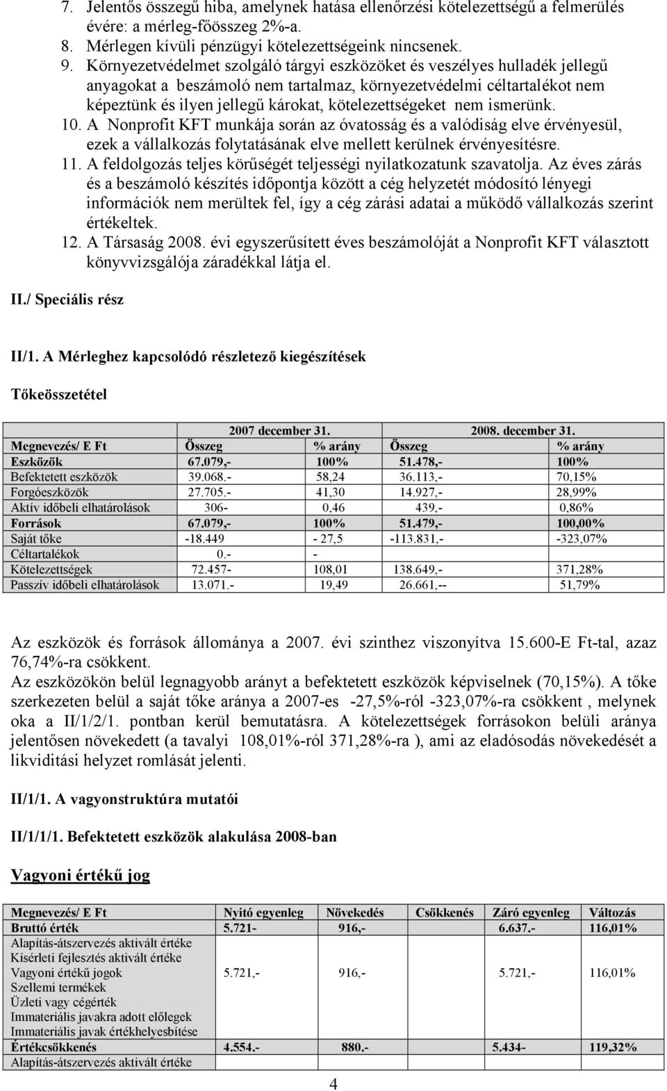 kötelezettségeket nem ismerünk. 10. A Nonprofit KFT munkája során az óvatosság és a valódiság elve érvényesül, ezek a vállalkozás folytatásának elve mellett kerülnek érvényesítésre. 11.