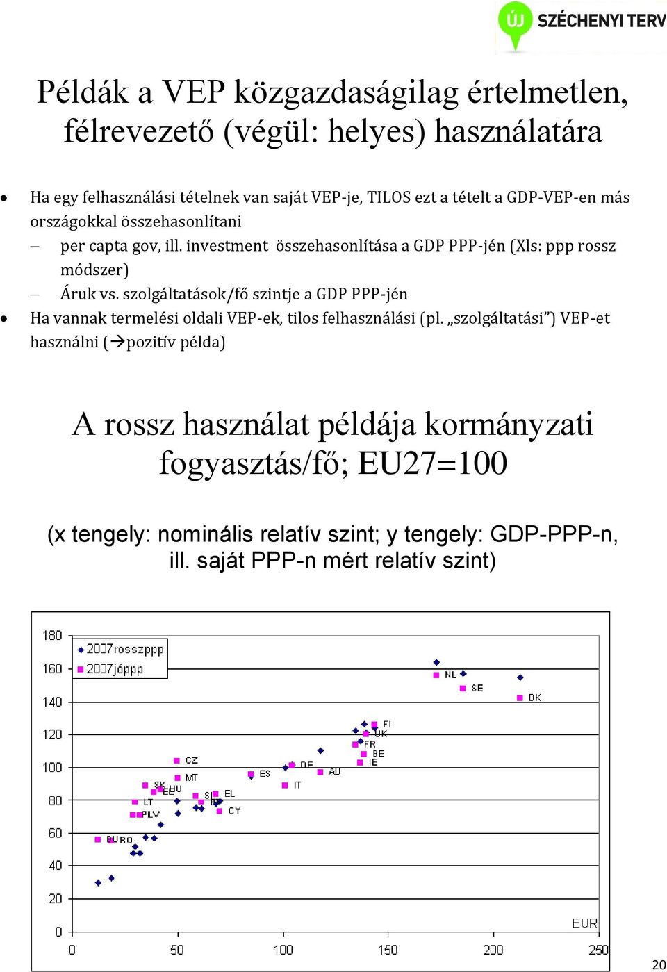 szolgáltatások/fő szintje a GDP PPP-jén Ha vannak termelési oldali VEP-ek, tilos felhasználási (pl.