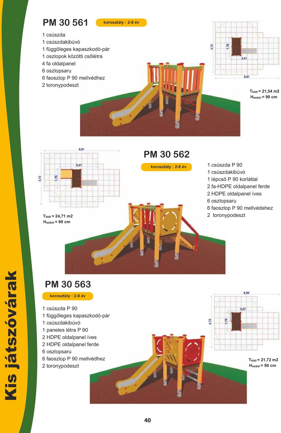 oldalpanel ferde 6 faoszlop P 90 mellvédehez Kis játszóvárak PM 30 563 1