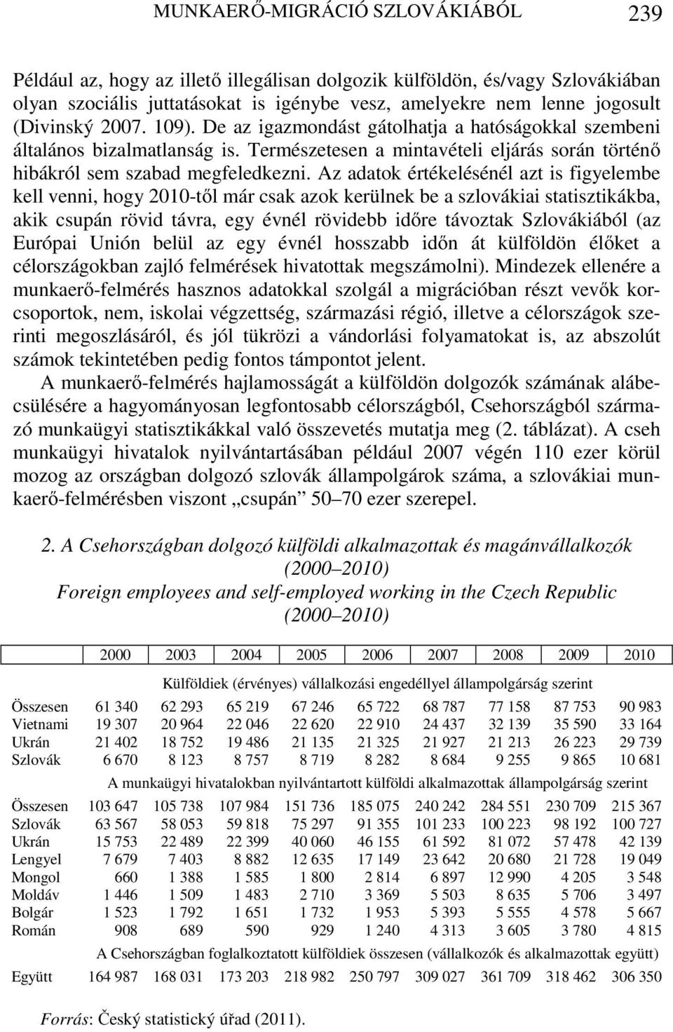 Az adatok értékelésénél azt is figyelembe kell venni, hogy 2010-től már csak azok kerülnek be a szlovákiai statisztikákba, akik csupán rövid távra, egy évnél rövidebb időre távoztak Szlovákiából (az