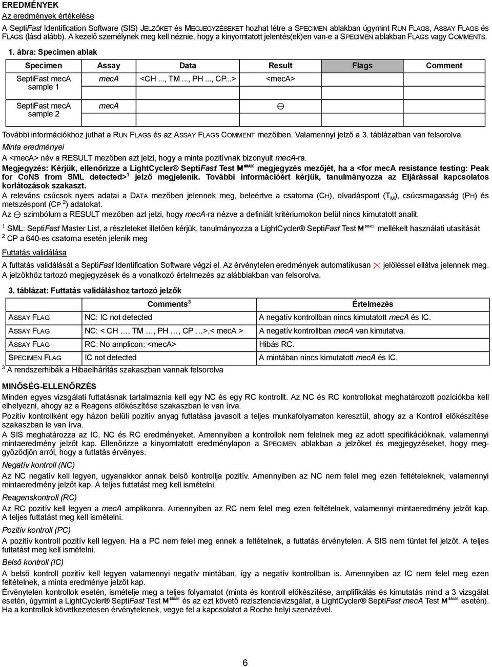 ábra: Specimen ablak Specimen Assay Data Result Flags Comment SeptiFast meca sample 1 meca <CH..., TM..., PH..., CP.