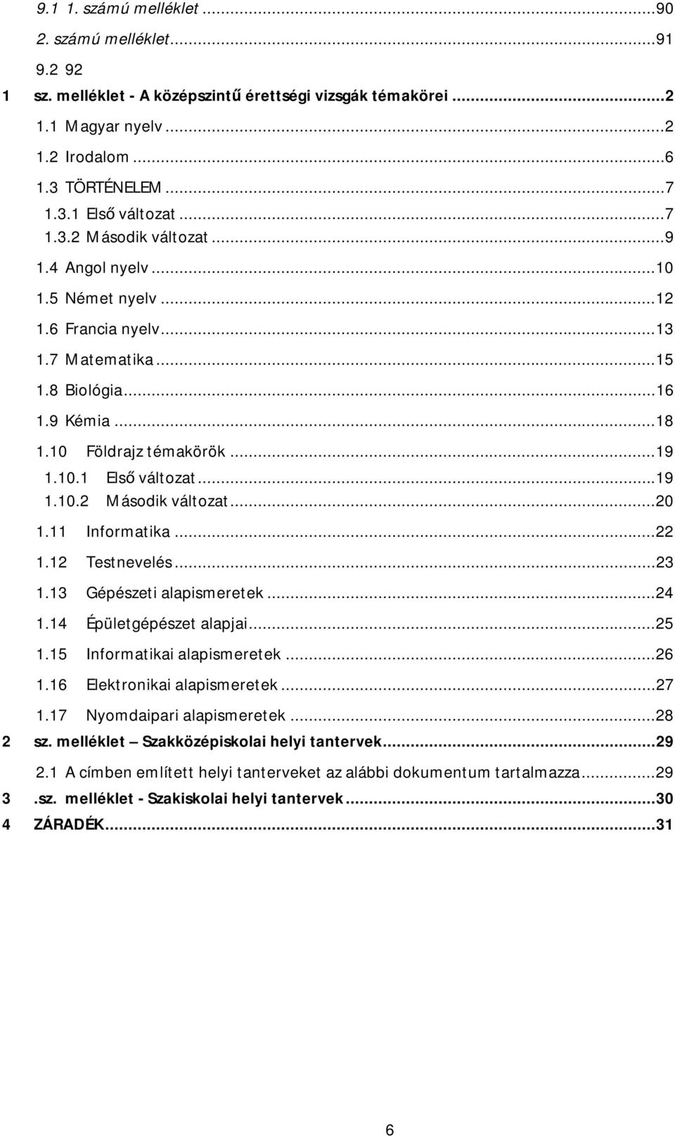 .. 19 1.10.2 Második változat... 20 1.11 Informatika... 22 1.12 Testnevelés... 23 1.13 Gépészeti alapismeretek... 24 1.14 Épületgépészet alapjai... 25 1.15 Informatikai alapismeretek... 26 1.