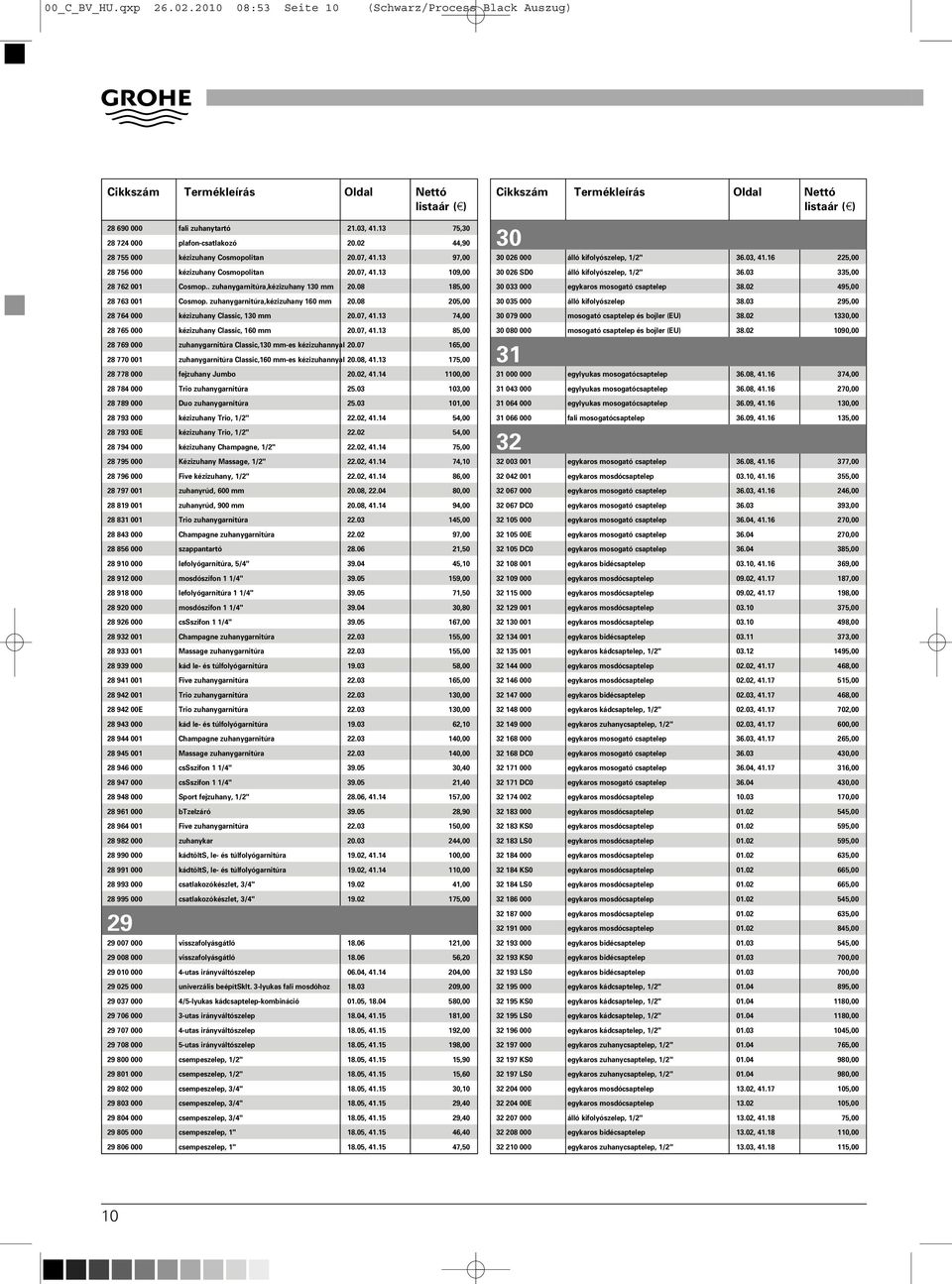 7, 8 77 zuhanygarnitúra Classic, mm-es kézizuhannyal.8,. 7, 8 778 fejzuhany Jumbo.,., 8 78 Trio zuhanygarnitúra., 8 789 Duo zuhanygarnitúra., 8 79 kézizuhany Trio, /".,., 8 79 E kézizuhany Trio, /".