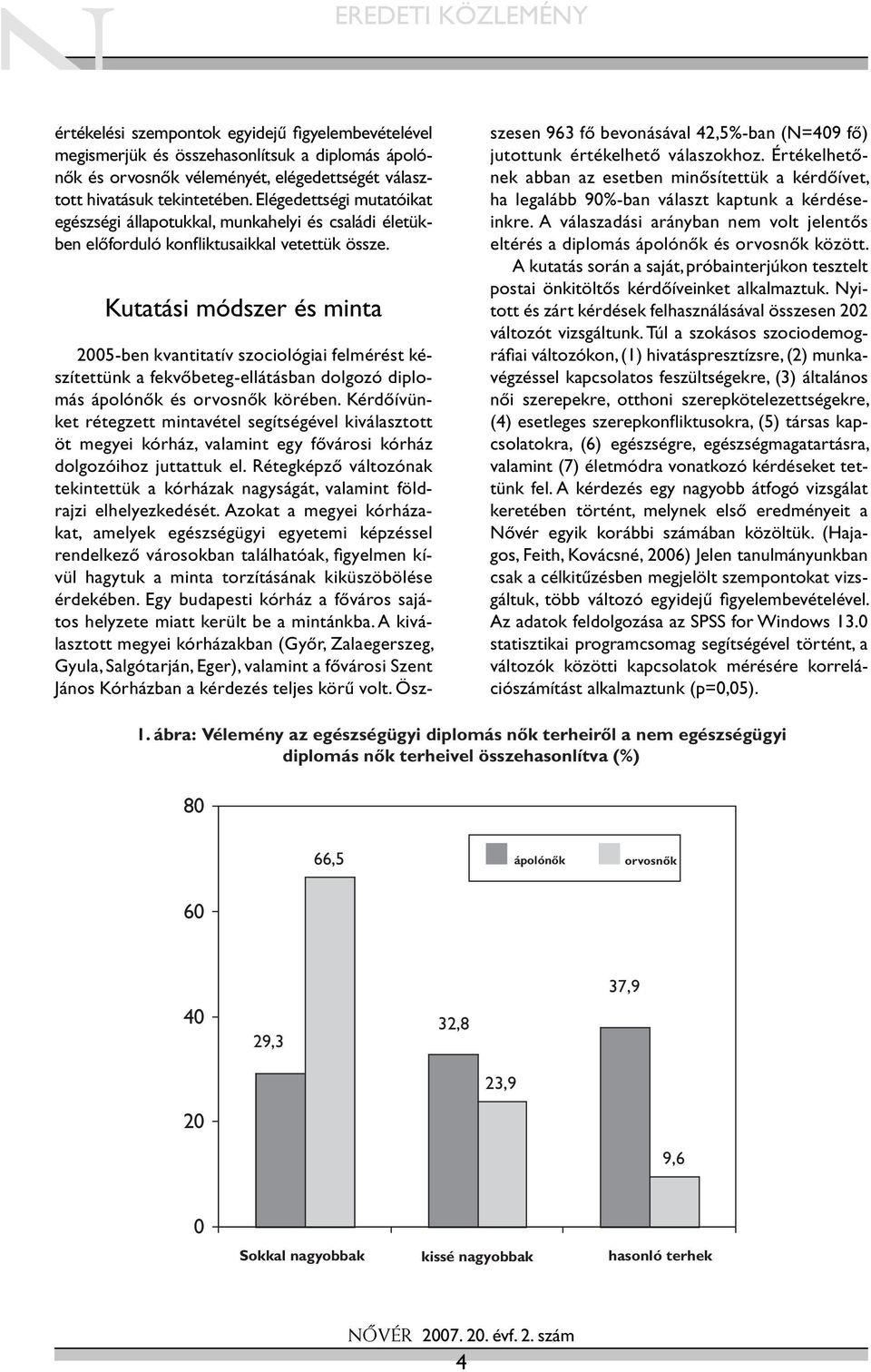 Kutatási módszer és minta 2005-ben kvantitatív szociológiai felmérést készítettünk a fekvőbeteg-ellátásban dolgozó diplomás ápolónők és orvosnők körében.