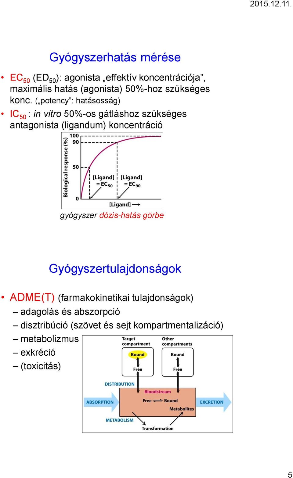 ( potency : hatásosság) IC 50 : in vitro 50%-os gátláshoz szükséges antagonista (ligandum) koncentráció