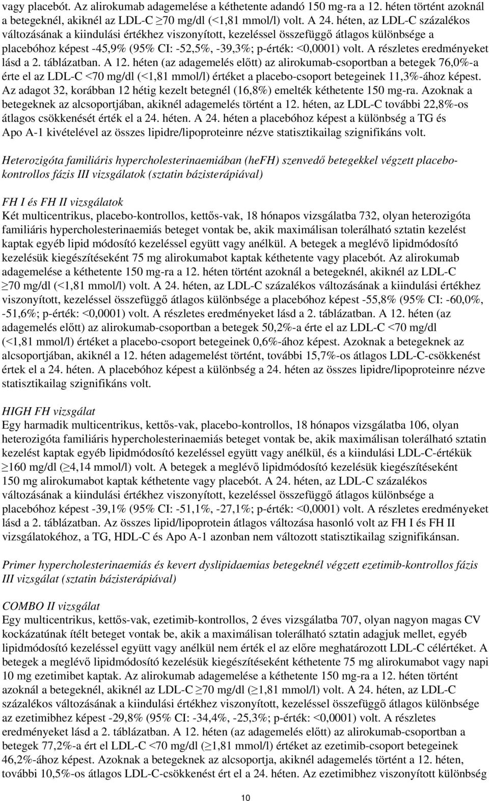 A részletes eredményeket lásd a 2. táblázatban. A 12.