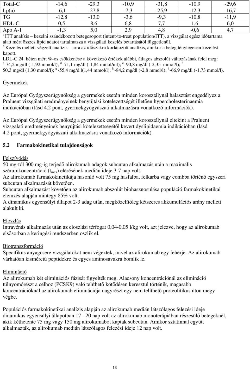 (intent-to-treat population/itt), a vizsgálat egész időtartama alatt mért összes lipid adatot tartalmazza a vizsgálati kezelés betartásától függetlenül.