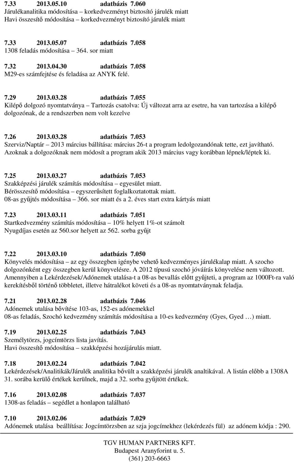 055 Kilépő dolgozó nyomtatványa Tartozás csatolva: Új változat arra az esetre, ha van tartozása a kilépő dolgozónak, de a rendszerben nem volt kezelve 7.26 2013.03.28 adatbázis 7.