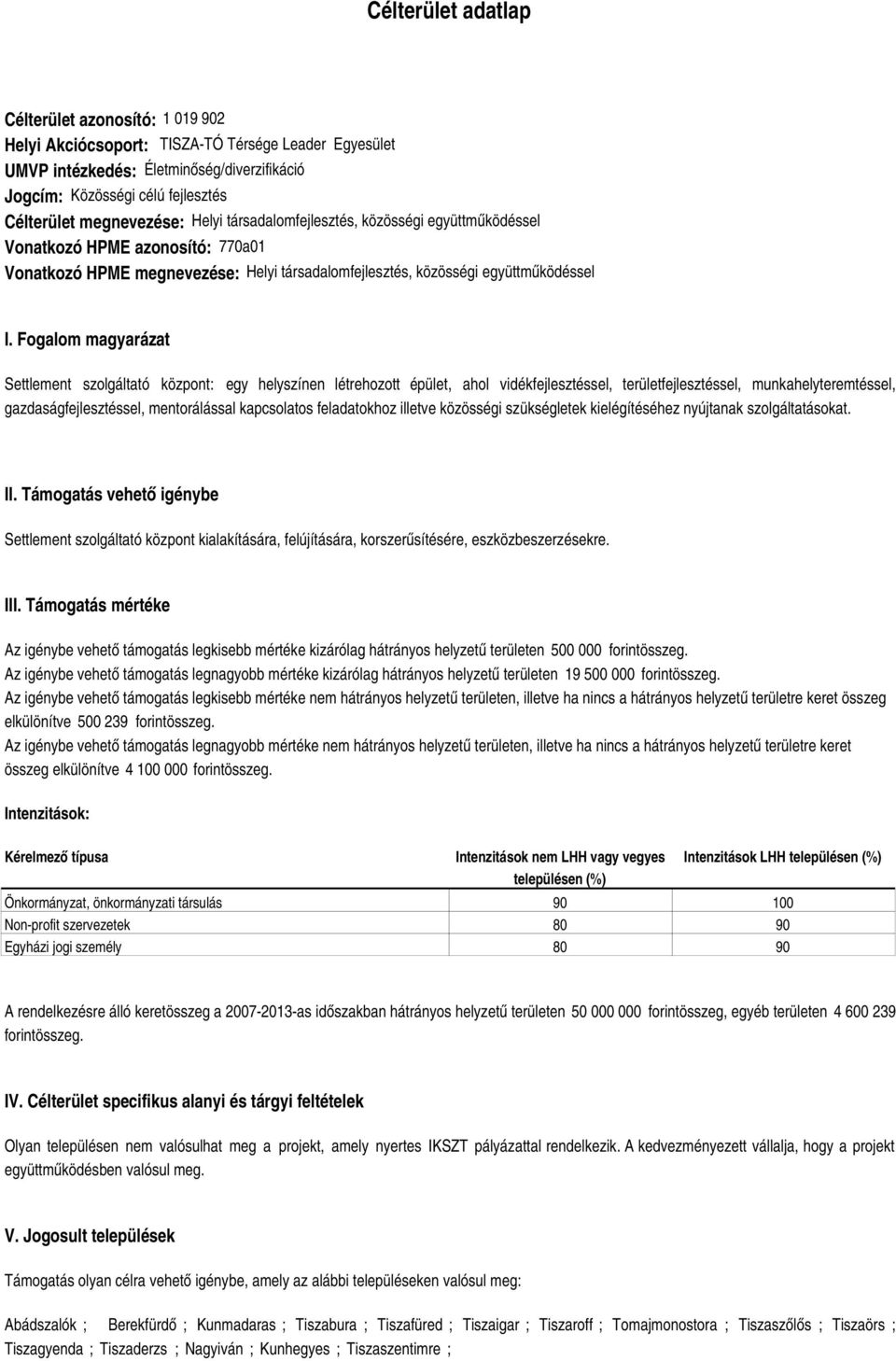 Fogalom magyarázat Settlement szolgáltató központ: egy helyszínen létrehozott épület, ahol vidékfejlesztéssel, területfejlesztéssel, munkahelyteremtéssel, gazdaságfejlesztéssel, mentorálással