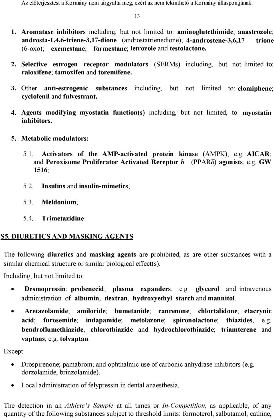 Other anti-estrogenic substances including, but not limited to: clomiphene; cyclofenil and fulvestrant. 4. Agents modifying myostatin function(s) including, but not limited, to: myostatin inhibitors.