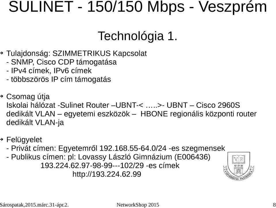 Csomag útja Iskolai hálózat -Sulinet Router UBNT-<.