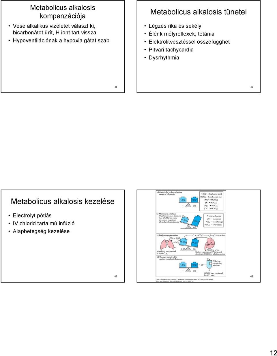 Élénk mélyreflexek, tetánia Elektrolitvesztéssel összefügghet Pitvari tachycardia Dysrhythmia 45 46