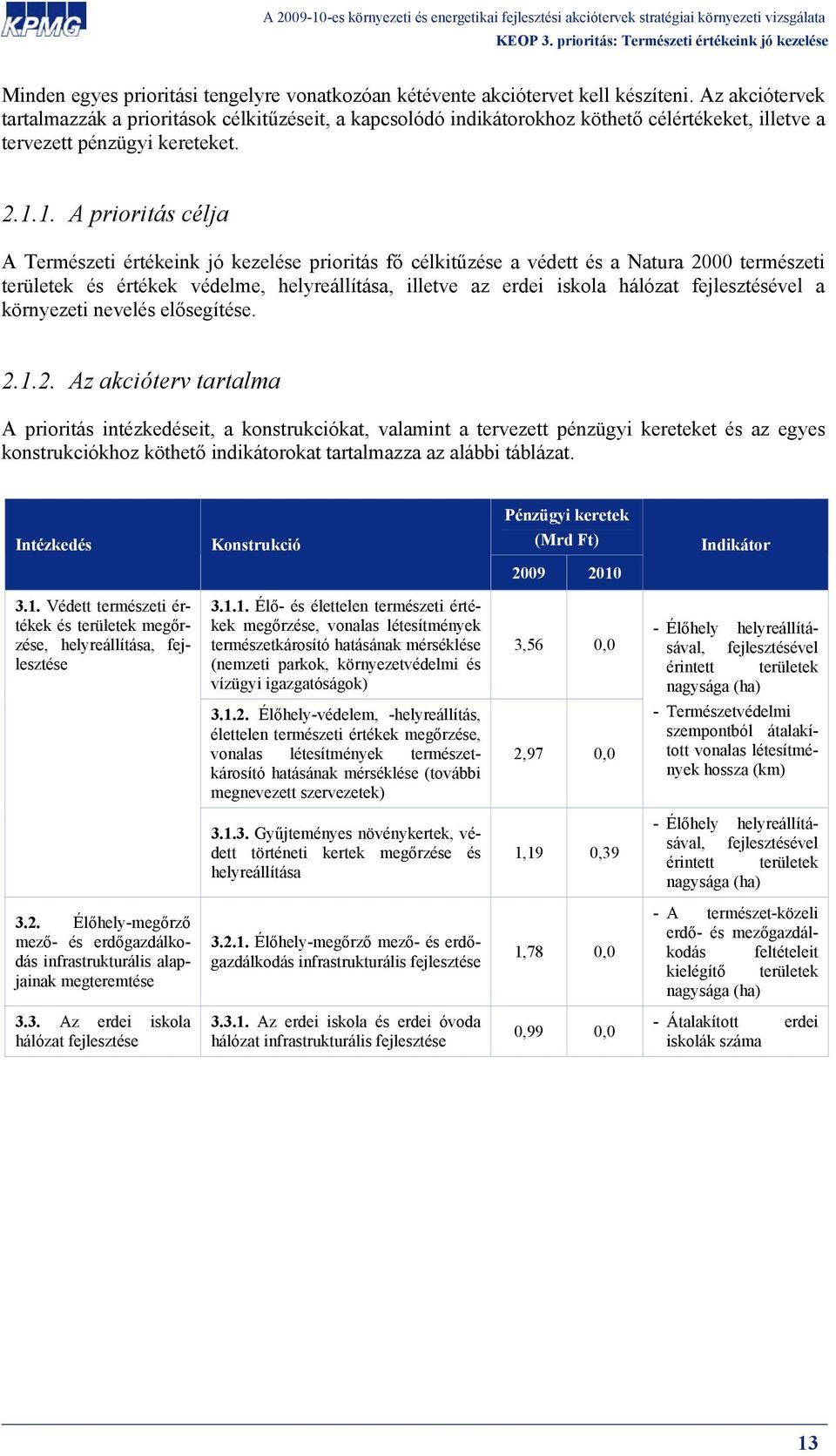 1. A prioritás célja A Természeti értékeink jó kezelése prioritás fő célkitűzése a védett és a Natura 2000 természeti területek és értékek védelme, helyreállítása, illetve az erdei iskola hálózat