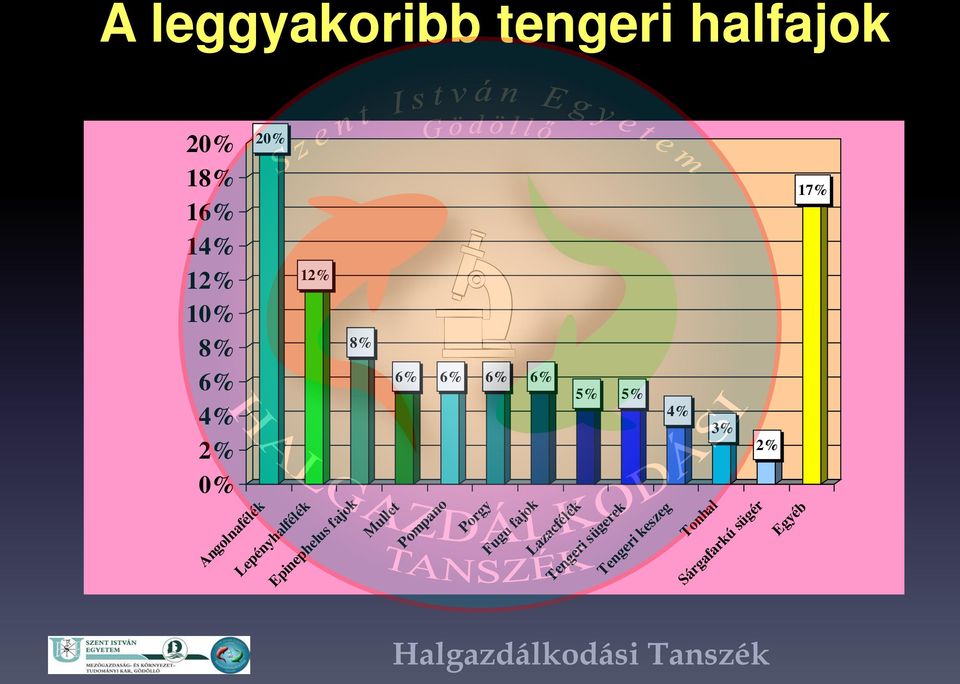 Mullet 6% 6% 6% 6% 5% 5% Pompano Porgy Fugu fajok Lazacfélék