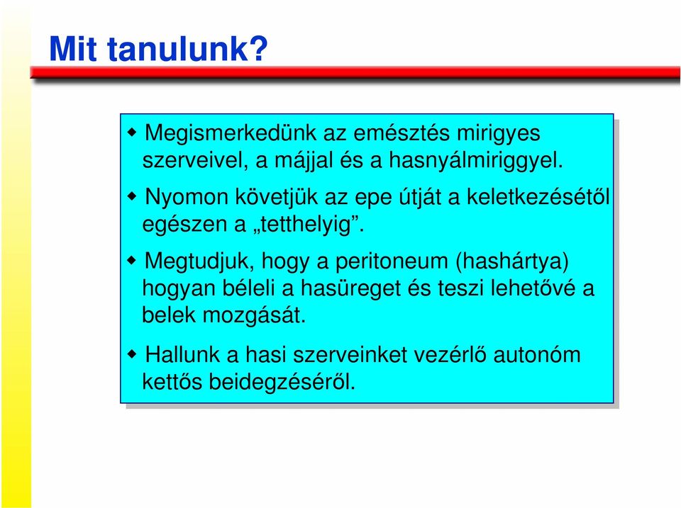 Nyomon követjük az epe útját a keletkezésétıl egészen a tetthelyig.