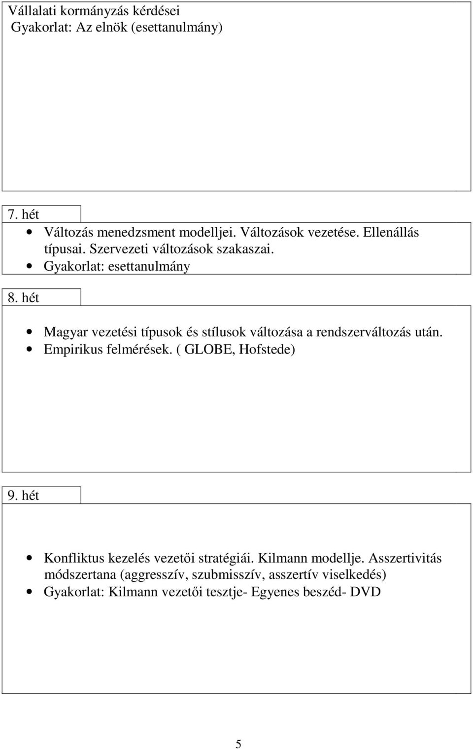 hét Magyar vezetési típusok és stílusok változása a rendszerváltozás után. Empirikus felmérések. ( GLOBE, Hofstede) 9.