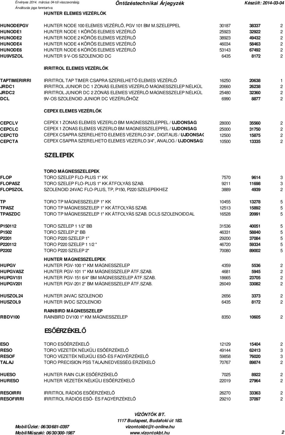 HUNODE6 HUNTER NODE 6 KÖRÖS ELEMES VEZÉRLŐ 53143 67492 2 HU9VSZOL HUNTER 9 V-OS SZOLENOID DC 6435 8172 2 IRRITROL ELEMES VEZÉRLŐK TAPTIMERIRRI IRRITROL TAP TIMER CSAPRA SZERELHETŐ ELEMES VEZÉRLŐ