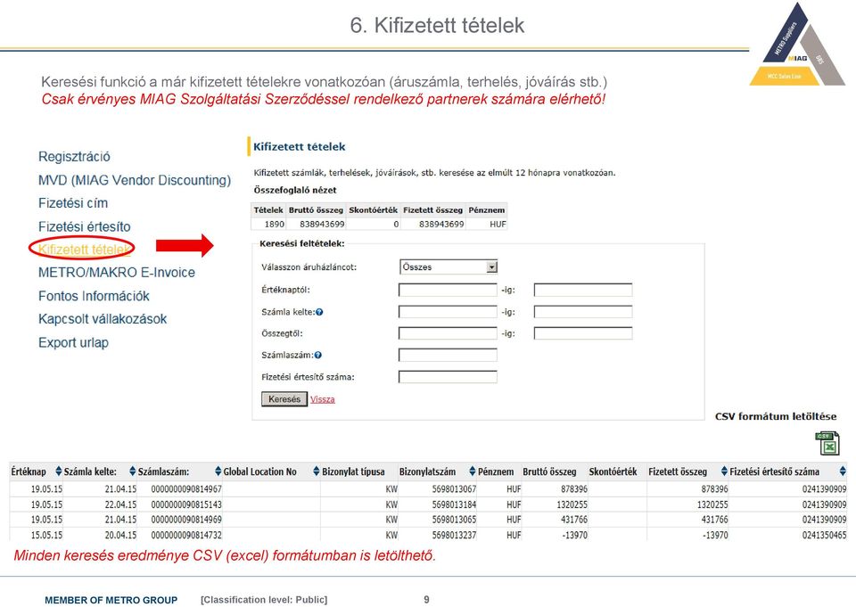 ) Csak érvényes MIAG Szolgáltatási Szerződéssel rendelkező