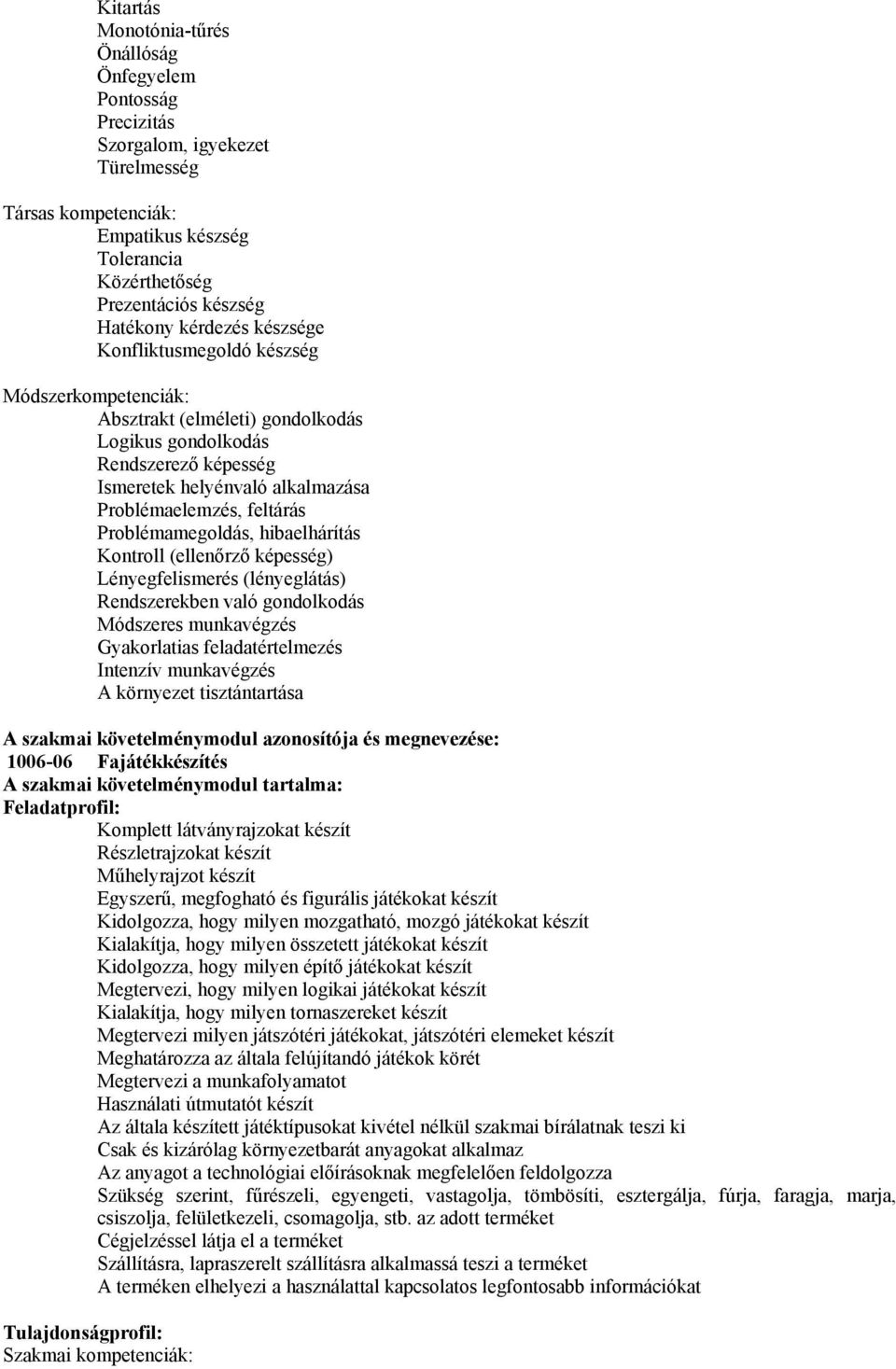 Problémamegoldás, hibaelhárítás Kontroll (ellenőrző képesség) Lényegfelismerés (lényeglátás) Rendszerekben való gondolkodás Módszeres munkavégzés Gyakorlatias feladatértelmezés Intenzív munkavégzés