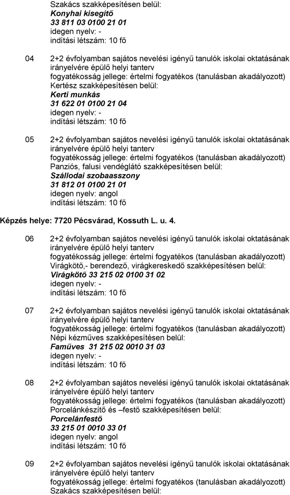 helye: 7720 Pécsvárad, Kossuth L. u. 4.