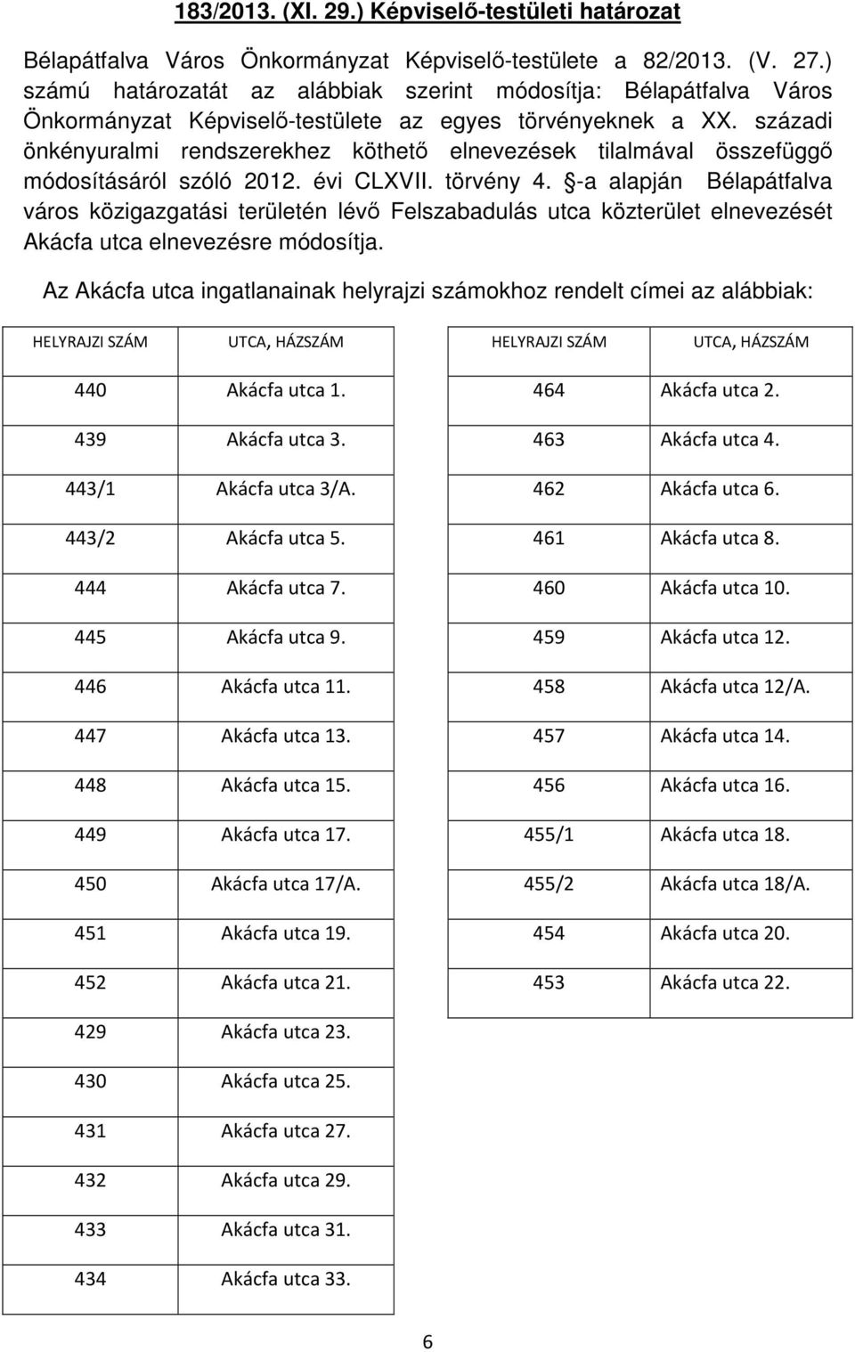 századi önkényuralmi rendszerekhez köthető elnevezések tilalmával összefüggő módosításáról szóló 2012. évi CLXVII. törvény 4.