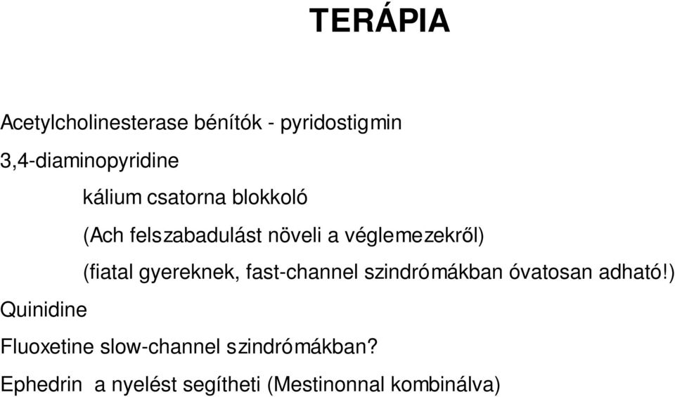 gyereknek, fast-channel szindrómákban óvatosan adható!