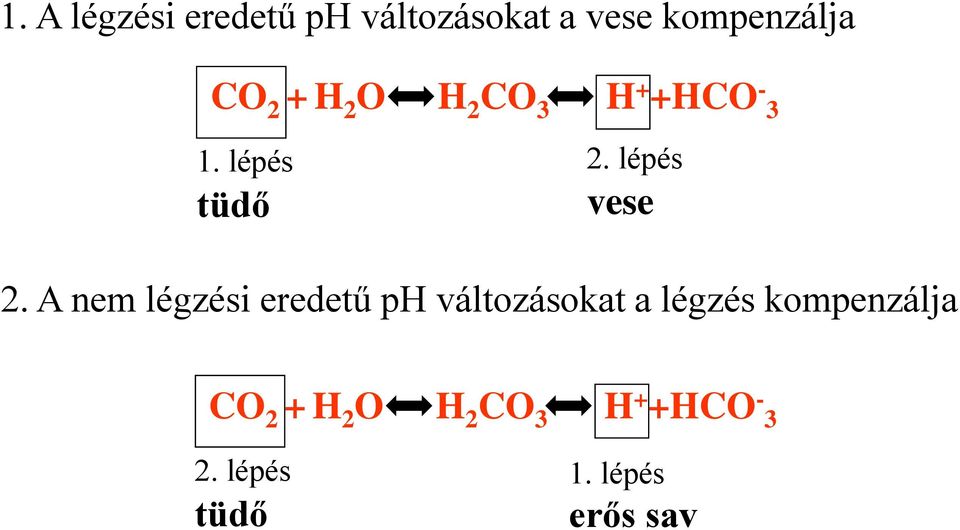 A nem légzési eredetű ph változásokat a légzés kompenzálja