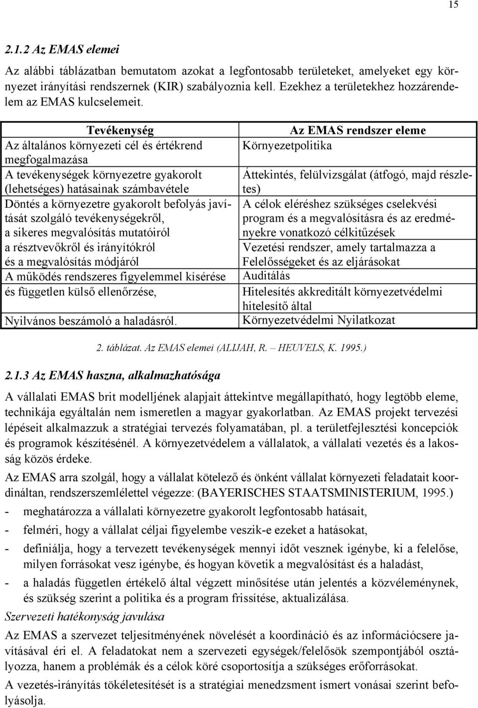 Tevékenység Az általános környezeti cél és értékrend megfogalmazása A tevékenységek környezetre gyakorolt (lehetséges) hatásainak számbavétele Döntés a környezetre gyakorolt befolyás javítását