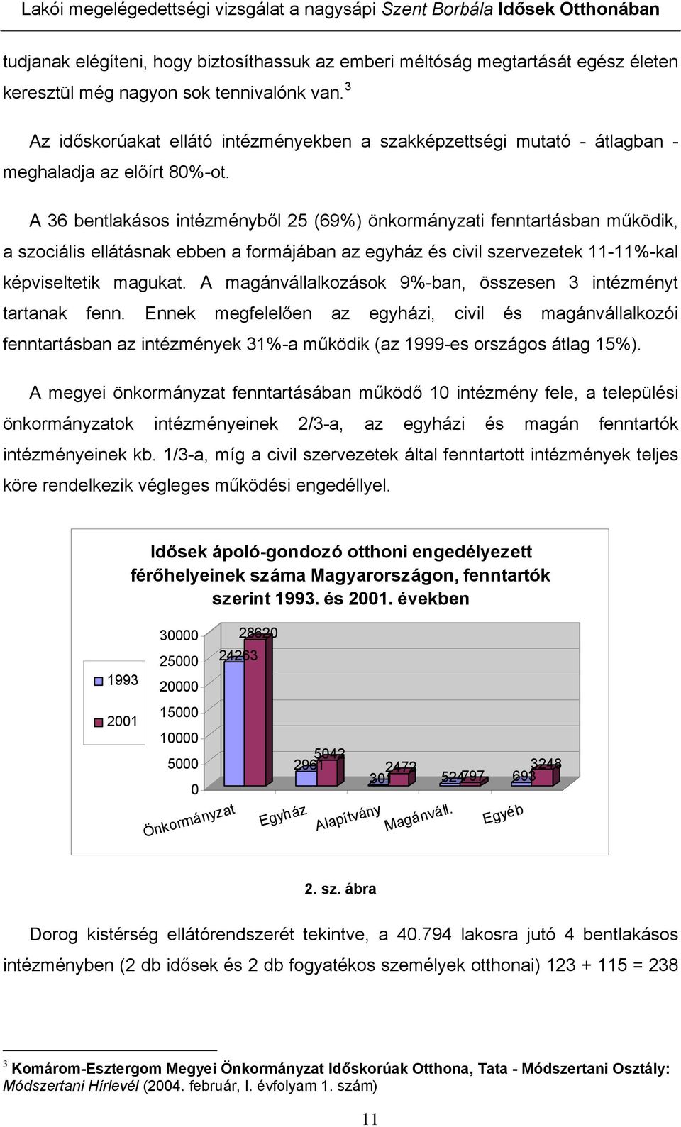 A 36 bentlakásos intézményből 25 (69%) önkormányzati fenntartásban működik, a szociális ellátásnak ebben a formájában az egyház és civil szervezetek 11-11%-kal képviseltetik magukat.