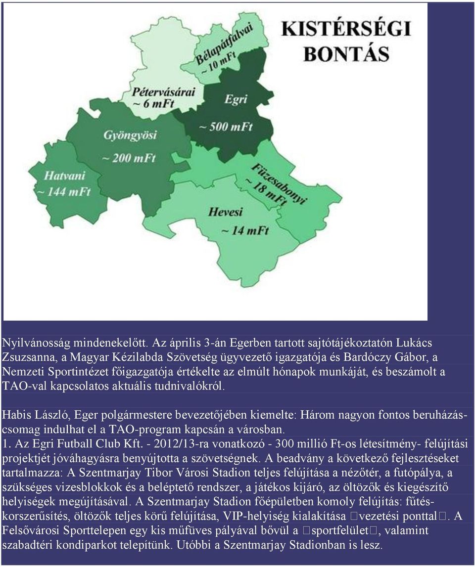 hónapok munkáját, és beszámolt a TAO-val kapcsolatos aktuális tudnivalókról.