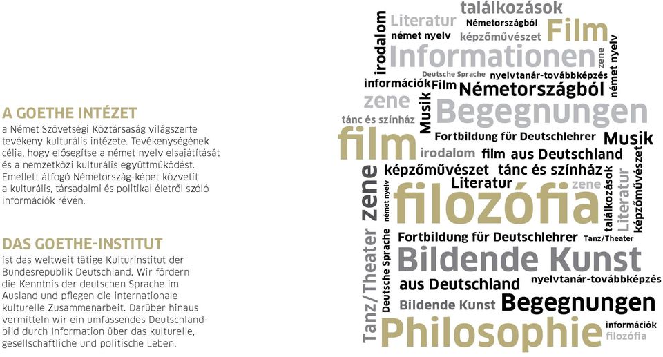 Das Goethe-Institut ist das weltweit tätige Kulturinstitut der Bundesrepublik Deutschland.