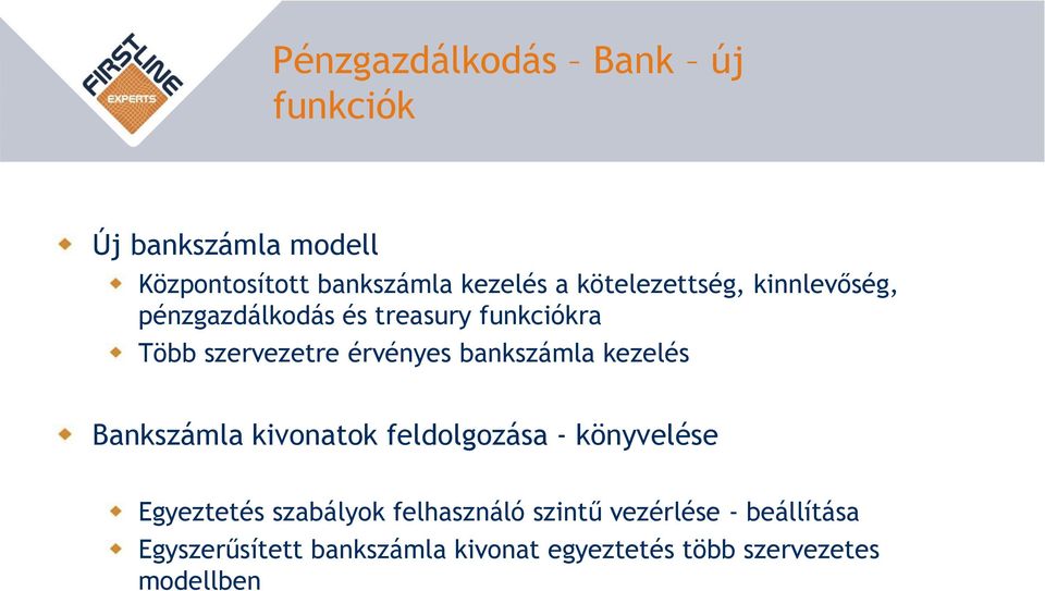 bankszámla kezelés Bankszámla kivonatok feldolgozása - könyvelése Egyeztetés szabályok