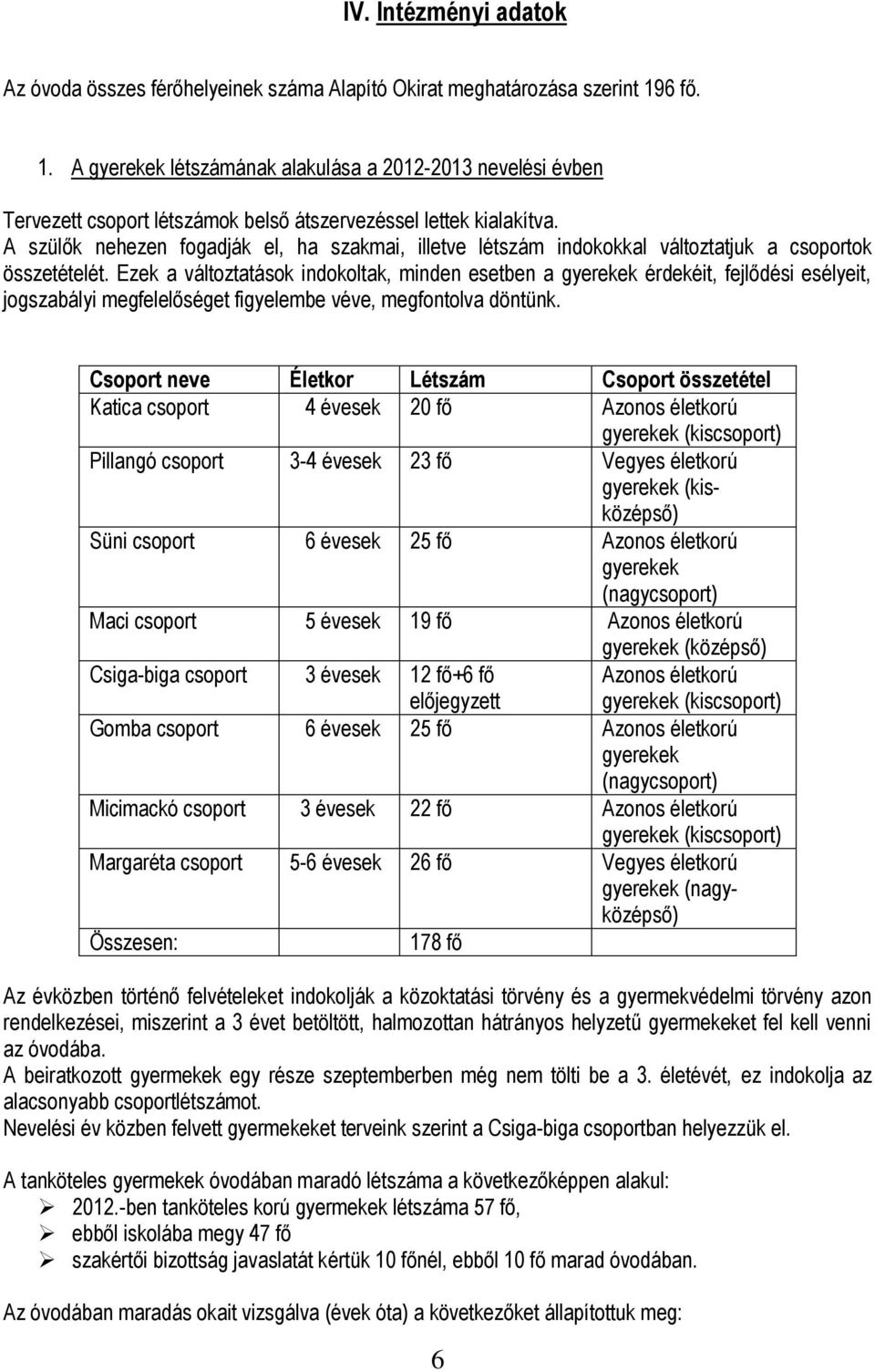 A szülők nehezen fogadják el, ha szakmai, illetve létszám indokokkal változtatjuk a ok összetételét.