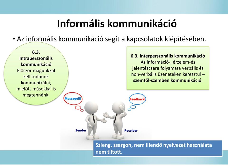 6.3. Interperszonális kommunikáció Az információ-, érzelem-és jelentéscsere folyamata verbális és