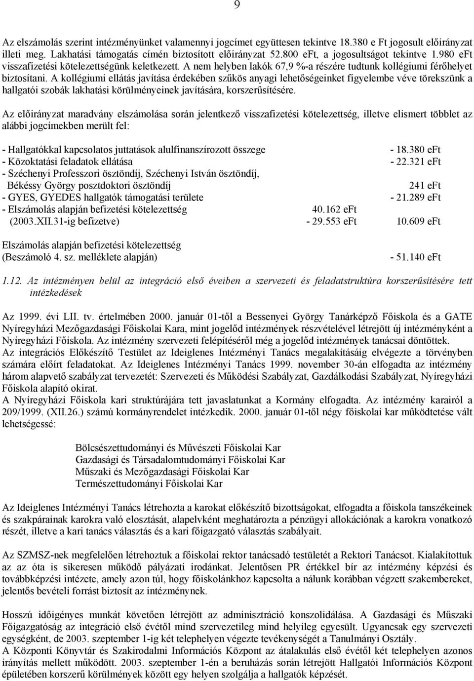 A kollégiumi ellátás javítása érdekében szűkös anyagi lehetőségeinket figyelembe véve törekszünk a hallgatói szobák lakhatási körülményeinek javítására, korszerűsítésére.