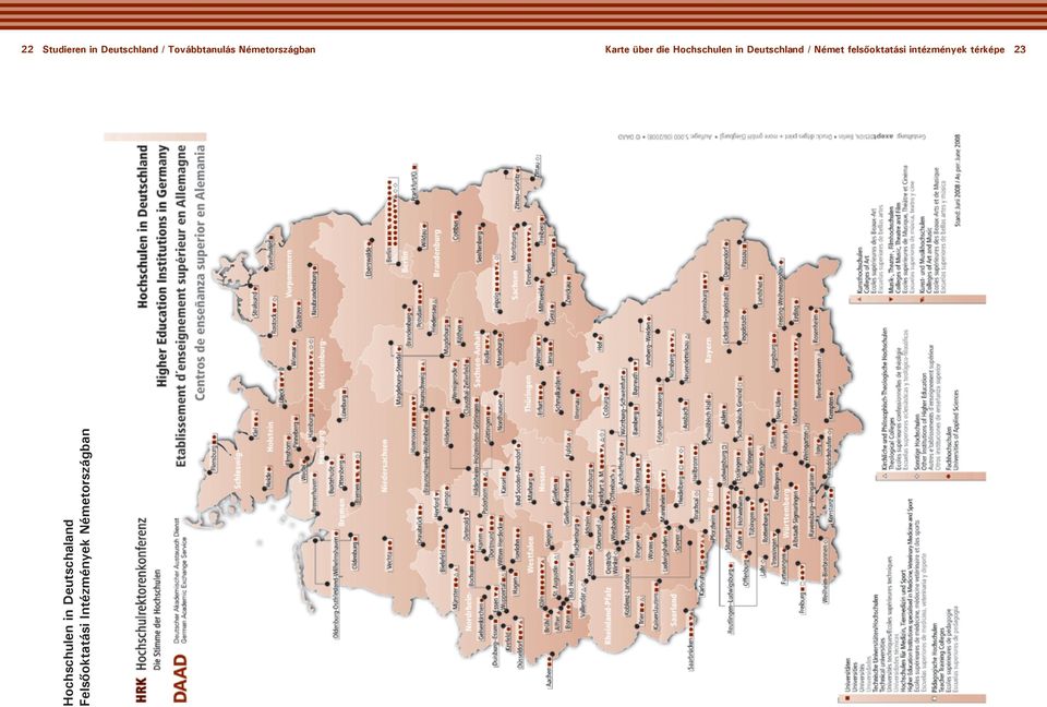 Deutschland / Német felsőoktatási intézmények térképe