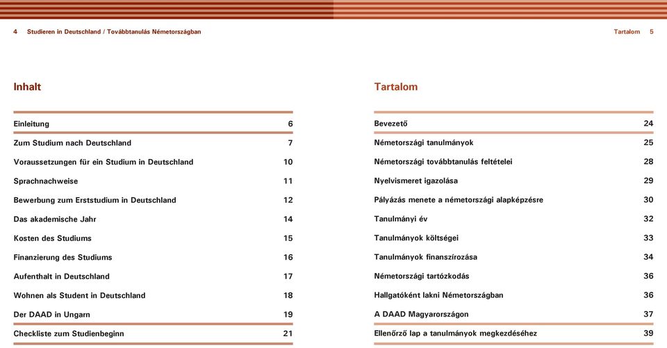 Ungarn 19 heckliste zum Studienbeginn 21 Bevezető 2 Németországi tanulmányok 25 Németországi továbbtanulás feltételei 28 Nyelvismeret igazolása 29 Pályázás menete a németországi alapképzésre 30