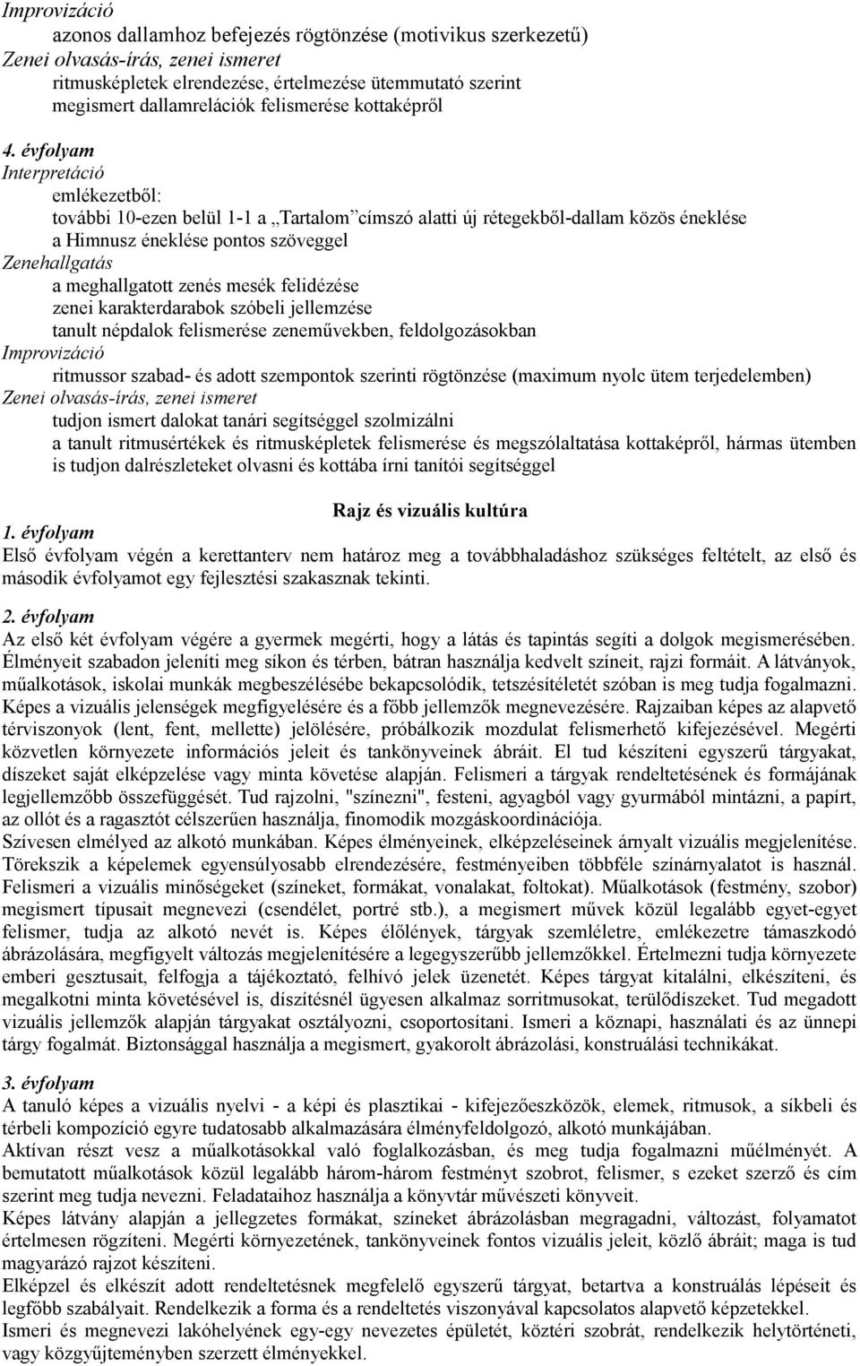 évfolyam Interpretáció emlékezetből: további 10-ezen belül 1-1 a Tartalom címszó alatti új rétegekből-dallam közös éneklése a Himnusz éneklése pontos szöveggel Zenehallgatás a meghallgatott zenés