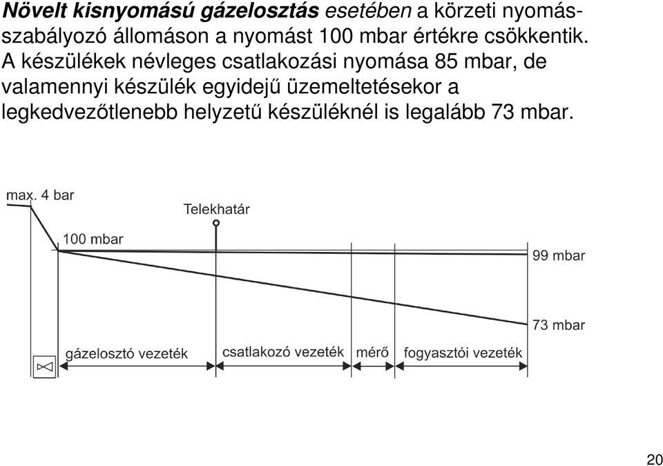 A készülékek névleges csatlakozási nyomása 85 mbar, de valamennyi