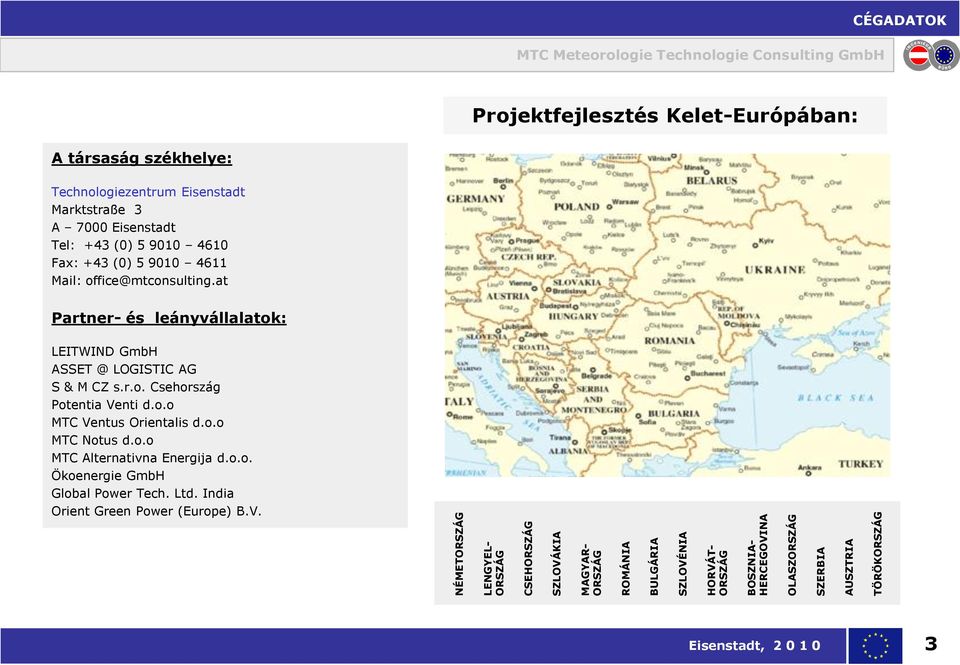 Fax: +43 (0) 5 900 46 Mail: office@mtconsulting.at Partner- és leányvállalatok: LEITWIND GmbH ASSET @ LOGISTIC AG S & M CZ s.r.o. Csehország Potentia Venti d.o.o MTC Ventus Orientalis d.